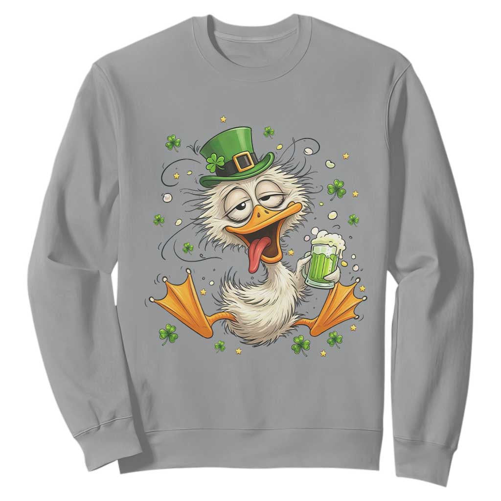 Funny Drunk Irish Duck Sweatshirt St Patricks Day Gift TS12 Sport Gray Print Your Wear