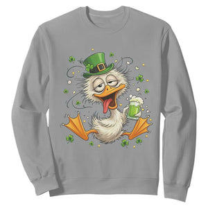 Funny Drunk Irish Duck Sweatshirt St Patricks Day Gift TS12 Sport Gray Print Your Wear