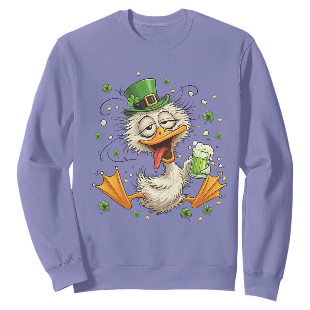Funny Drunk Irish Duck Sweatshirt St Patricks Day Gift TS12 Violet Print Your Wear