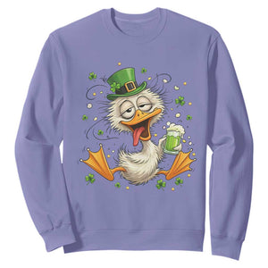 Funny Drunk Irish Duck Sweatshirt St Patricks Day Gift TS12 Violet Print Your Wear