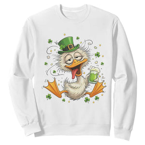 Funny Drunk Irish Duck Sweatshirt St Patricks Day Gift TS12 White Print Your Wear