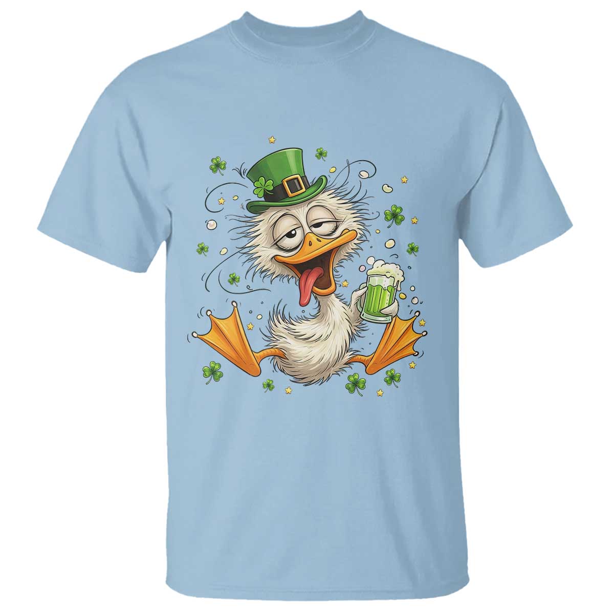 Funny Drunk Irish Duck T Shirt St Patricks Day Gift TS12 Light Blue Print Your Wear