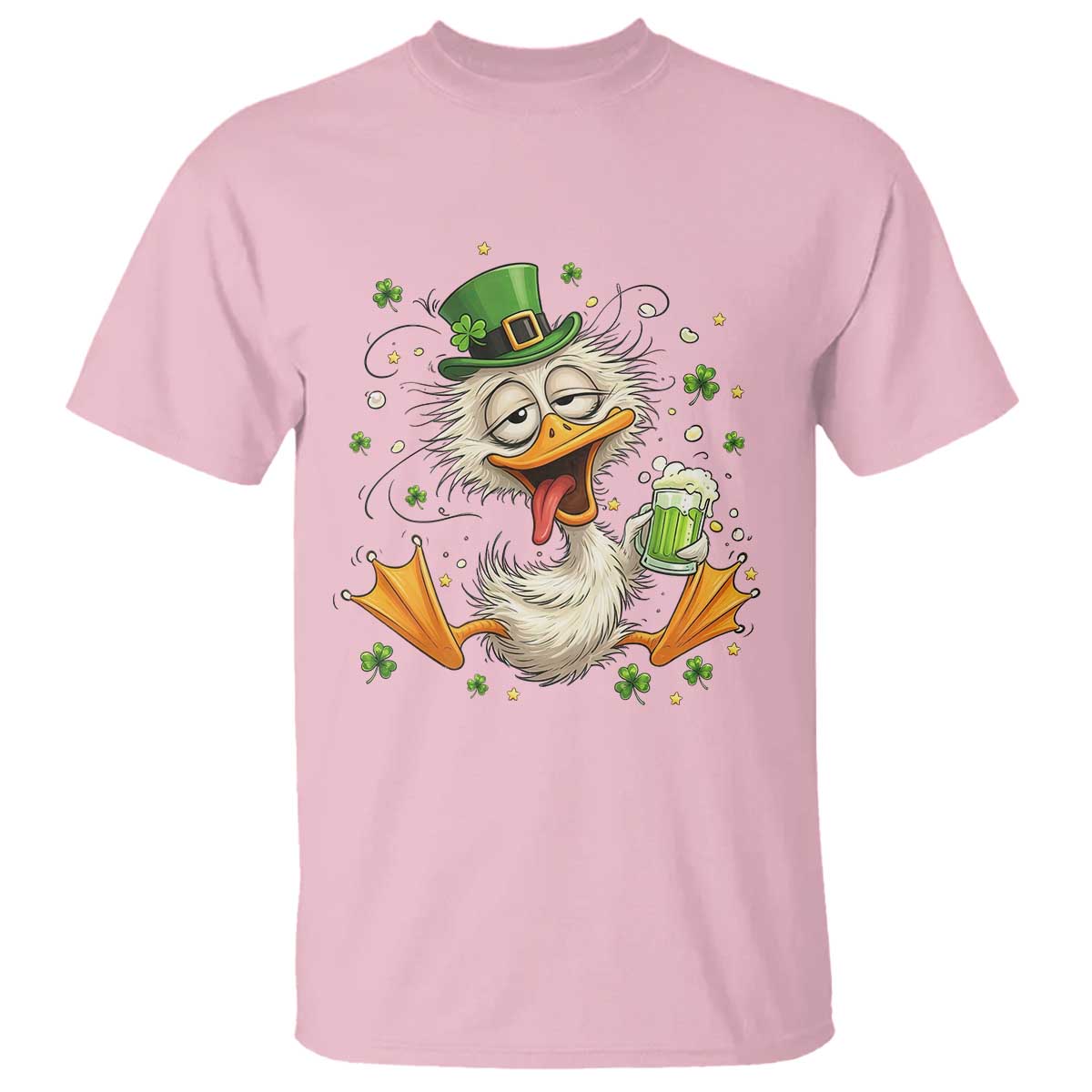 Funny Drunk Irish Duck T Shirt St Patricks Day Gift TS12 Light Pink Print Your Wear