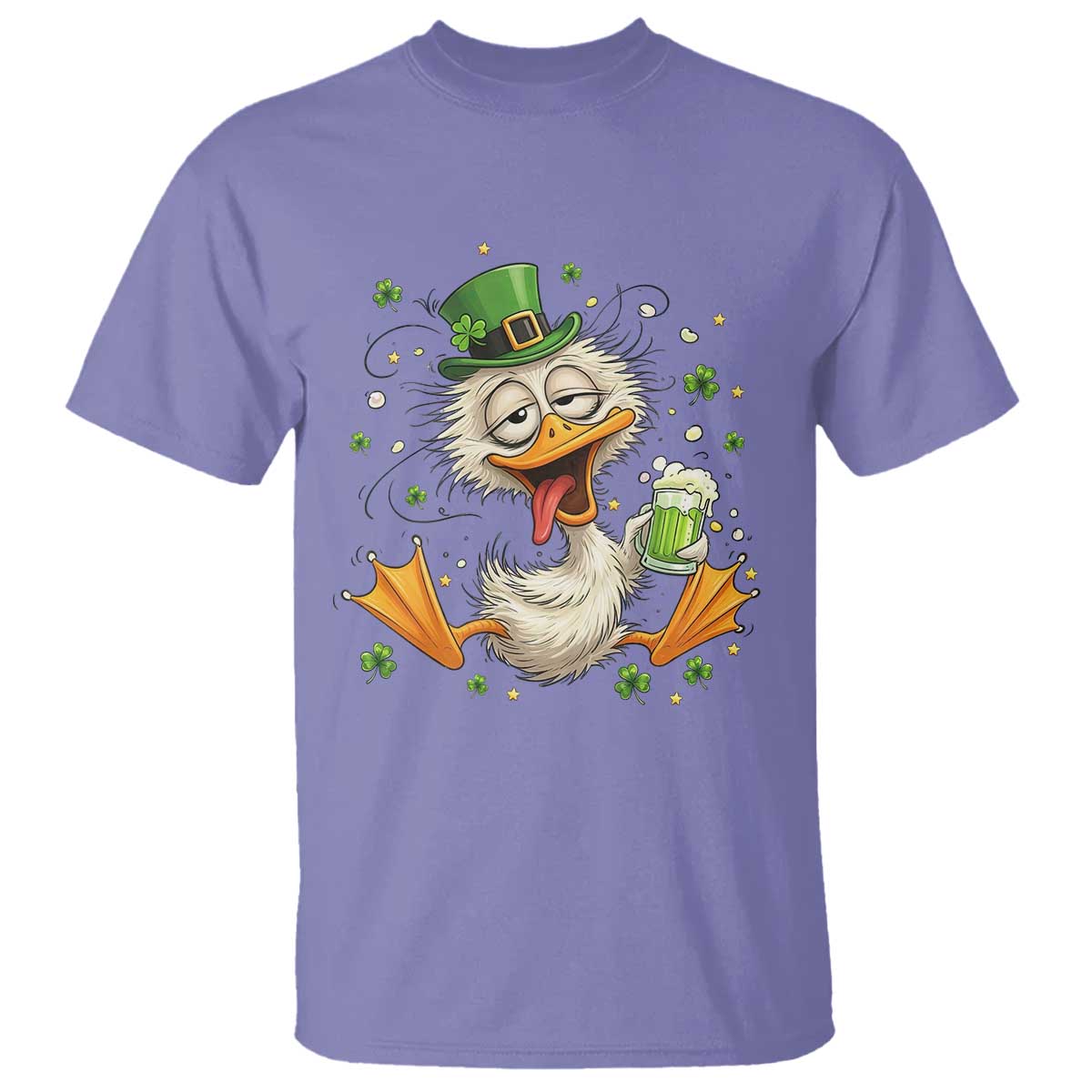 Funny Drunk Irish Duck T Shirt St Patricks Day Gift TS12 Violet Print Your Wear