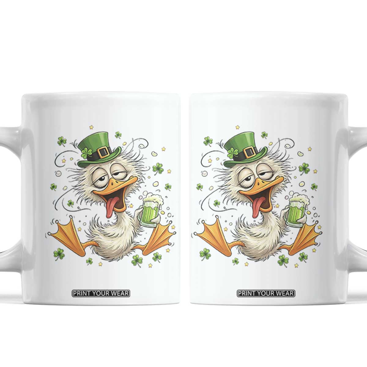 Funny Drunk Irish Duck Coffee Mug St Patricks Day Gift TS12 White Print Your Wear