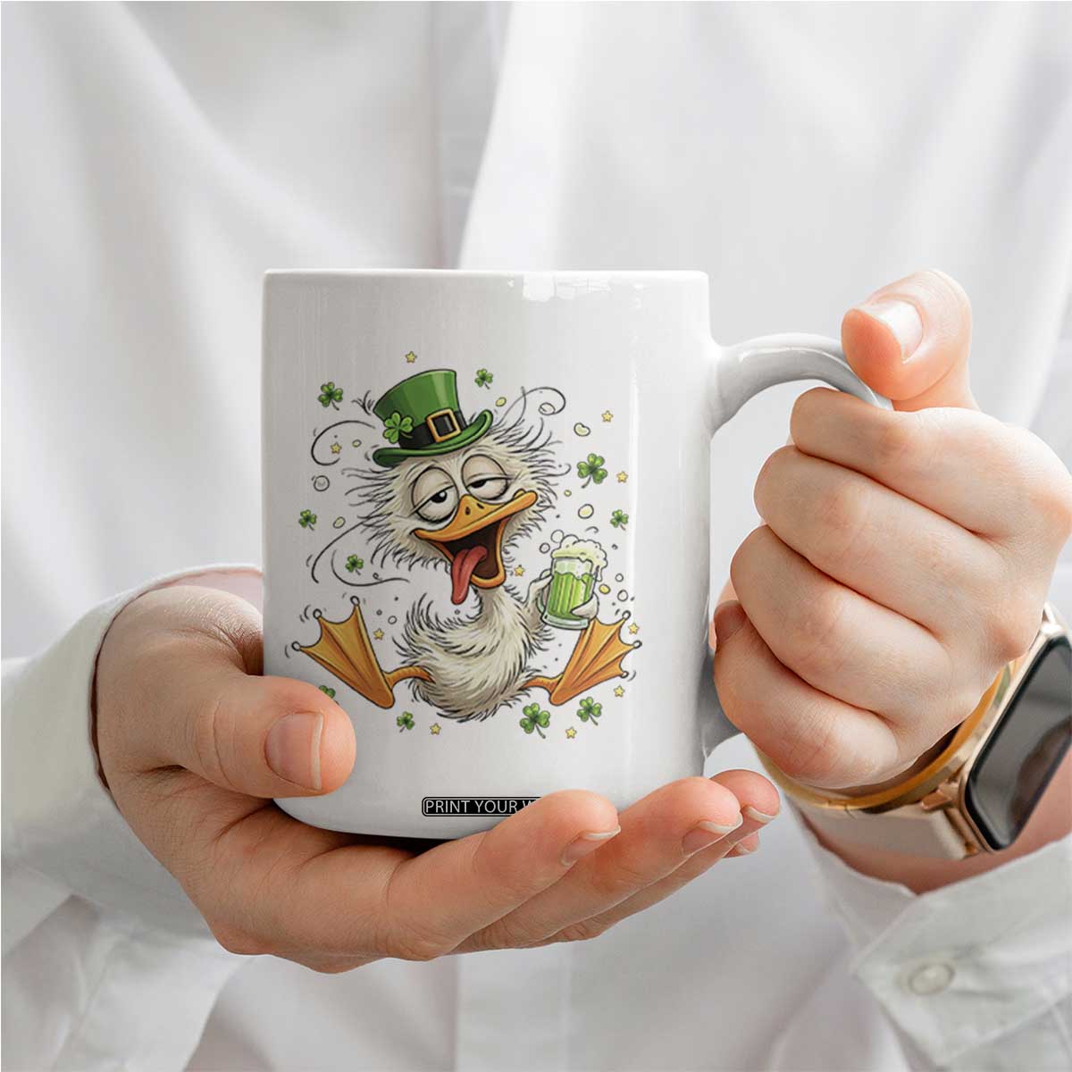 Funny Drunk Irish Duck Coffee Mug St Patricks Day Gift TS12 Print Your Wear
