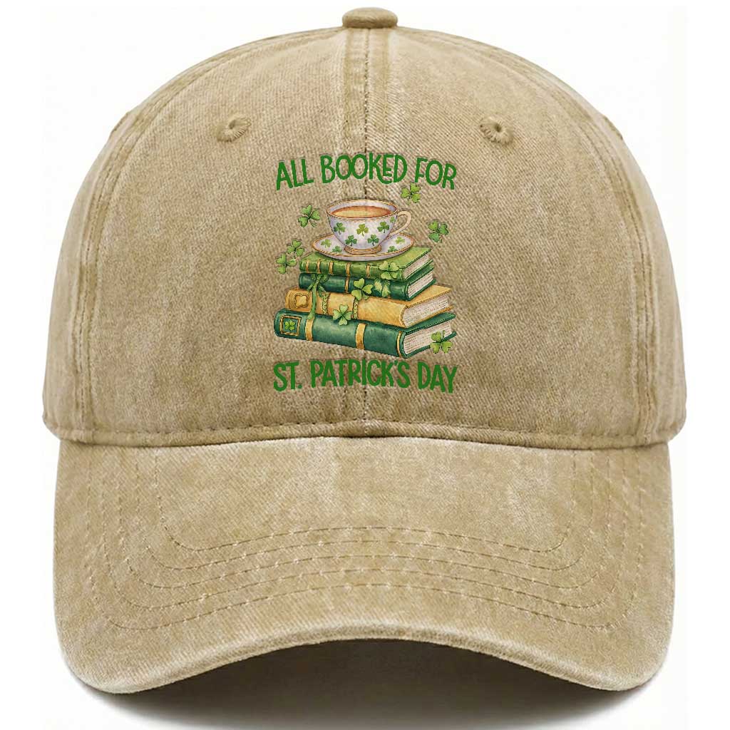 All Booked For St Patricks Day Washed Cotton Baseball Cap Gift For Book Lovers TS12 Print Your Wear