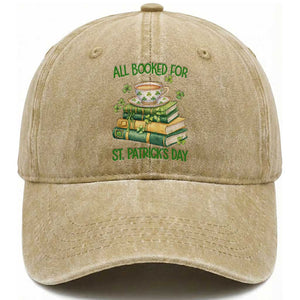 All Booked For St Patricks Day Washed Cotton Baseball Cap Gift For Book Lovers TS12 Print Your Wear