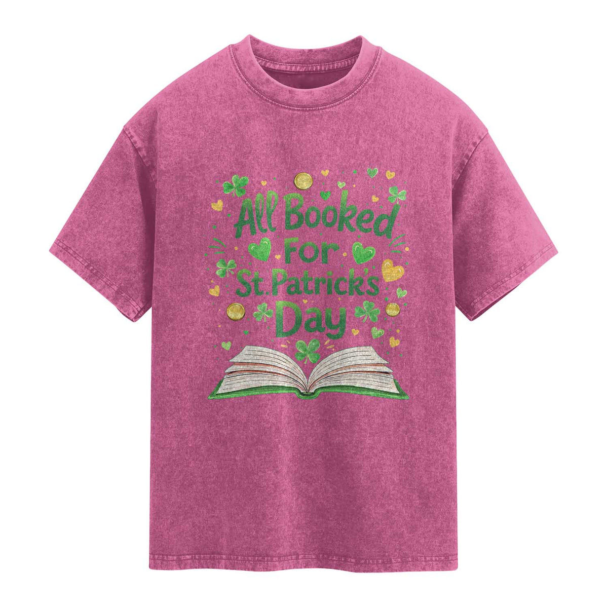 All Booked For St Patricks Day Washed Cotton T-Shirt Irish Bookworm Gift