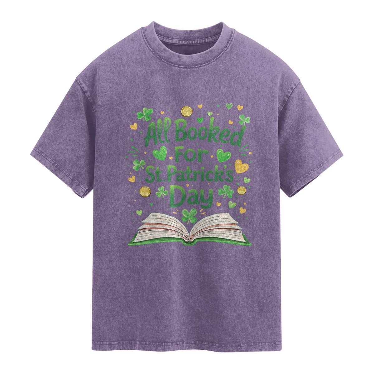 All Booked For St Patricks Day Washed Cotton T-Shirt Irish Bookworm Gift