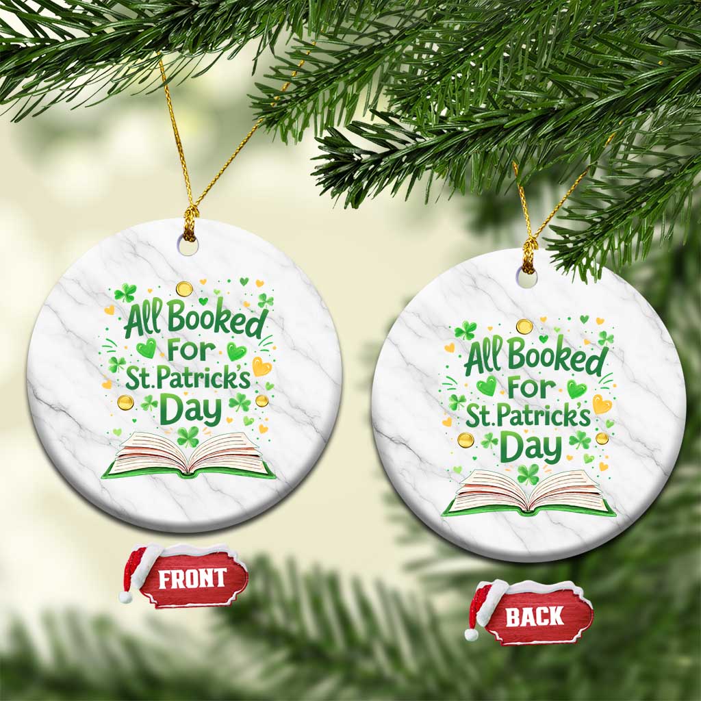 All Booked For St Patricks Day Ceramic Ornament Irish Bookworm Gift TS12 1pc White Marble Print Your Wear