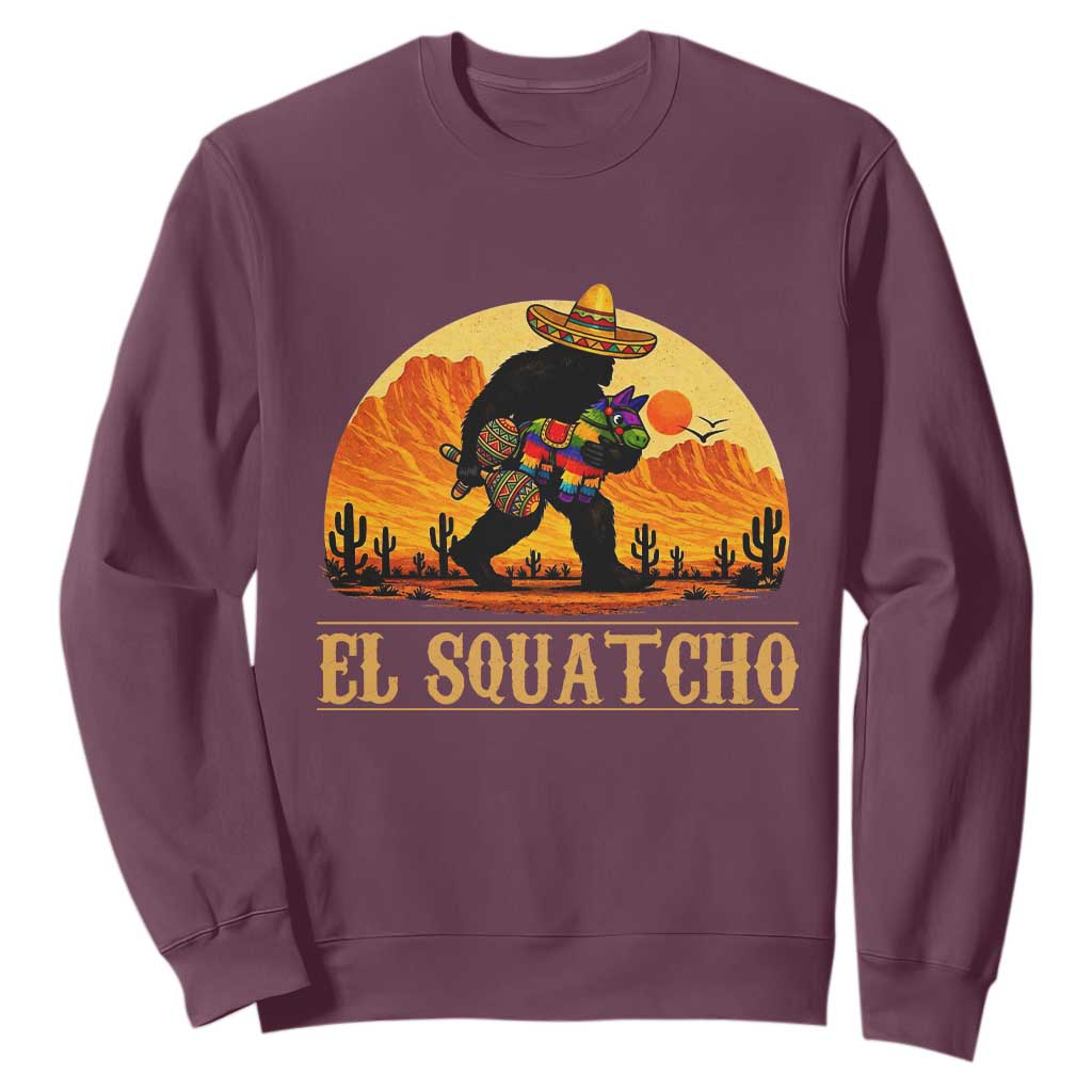 Funny El Squatcho Cinco De Mayo Fiesta Gift Sweatshirt TS12 Maroon Print Your Wear