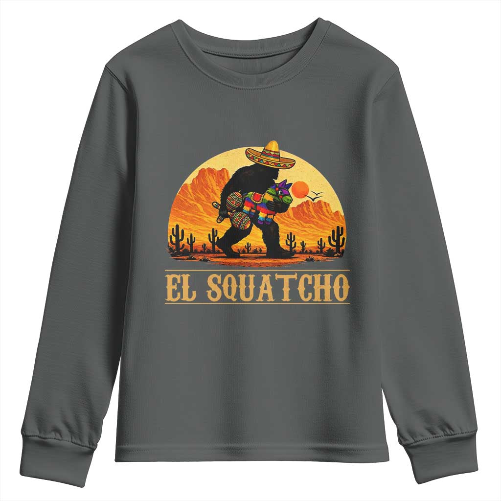 Funny El Squatcho Cinco De Mayo Fiesta Gift Youth Sweatshirt TS12 Dark Heather Print Your Wear