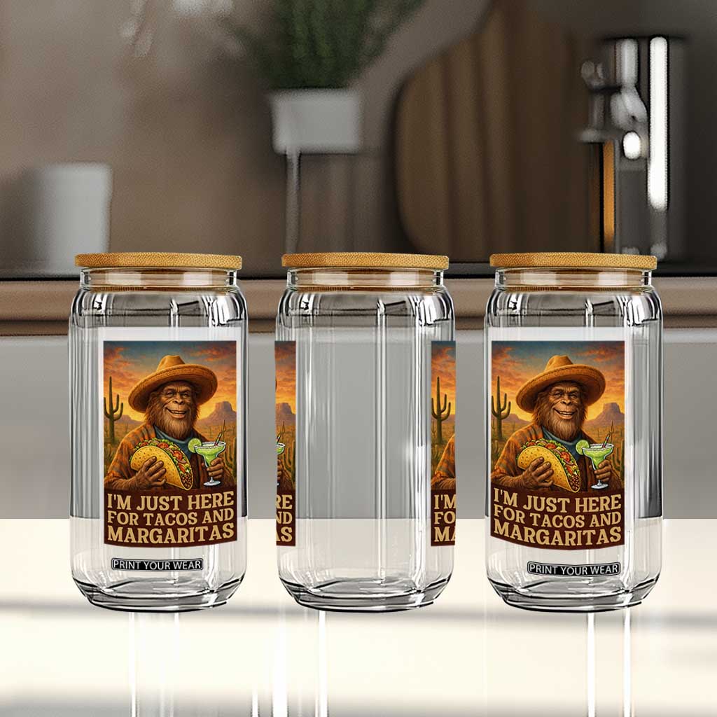 Funny El Squatcho Cinco De Mayo Glass Can Just Here For Tacos And Margaritas TS12 Print Your Wear