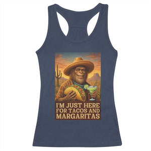 Funny El Squatcho Cinco De Mayo Racerback Tank Top Just Here For Tacos And Margaritas TS12 Navy Print Your Wear
