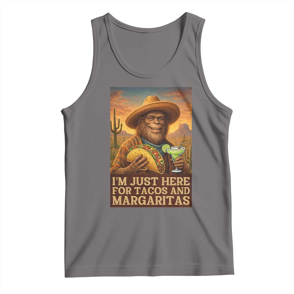 Funny El Squatcho Cinco De Mayo Tank Top Just Here For Tacos And Margaritas TS12 Deep Heather Print Your Wear