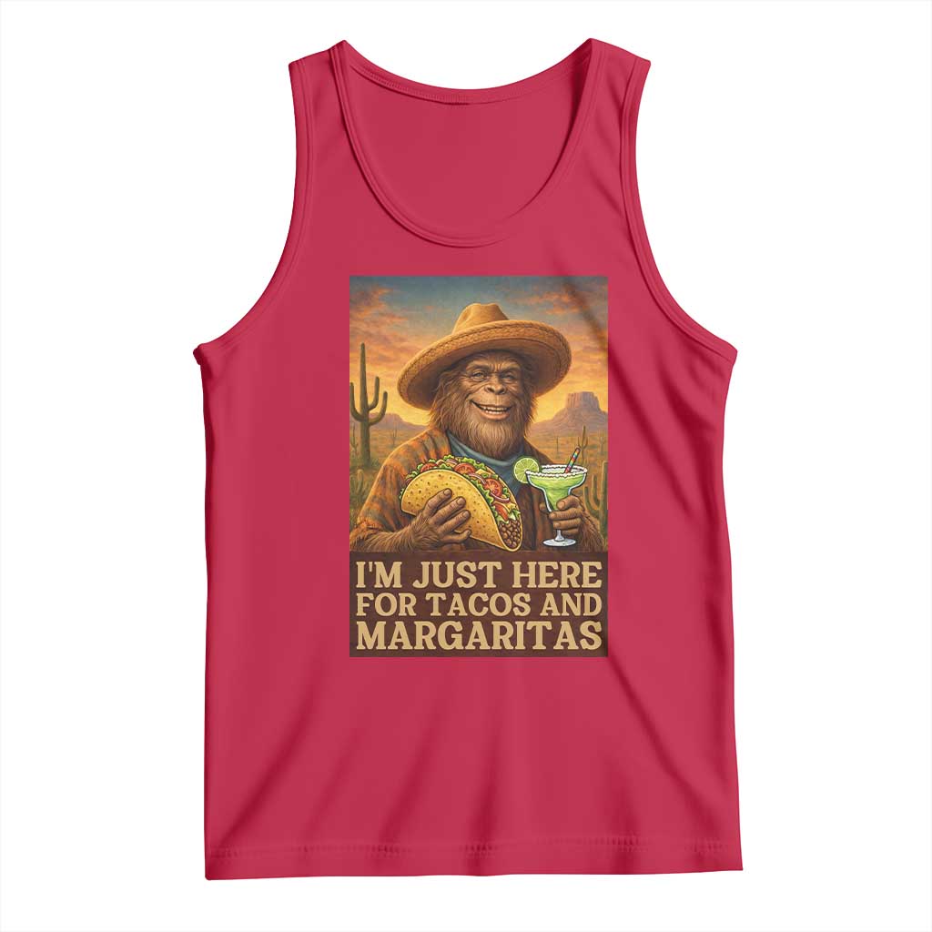 Funny El Squatcho Cinco De Mayo Tank Top Just Here For Tacos And Margaritas TS12 Red Print Your Wear