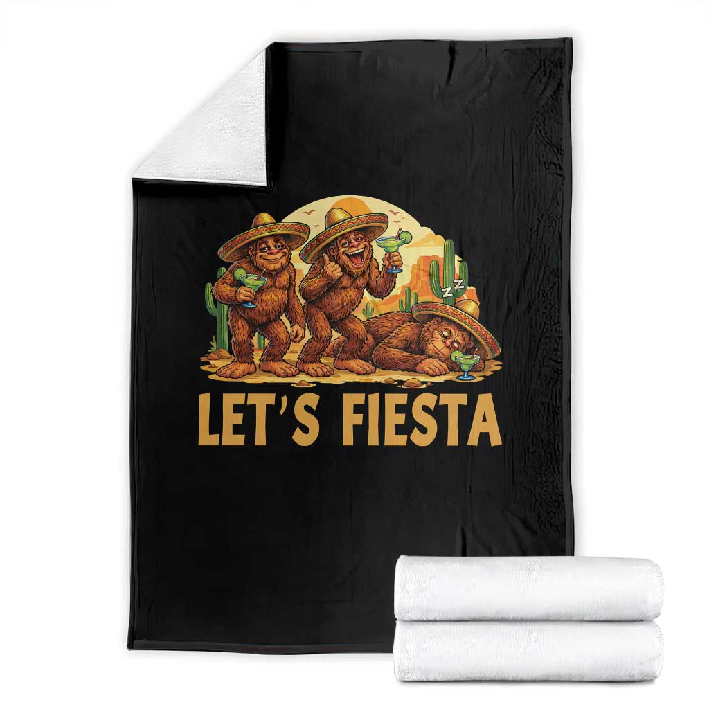 Funny Drunk Bigfoot Cinco De Mayo Throw Blanket Lets Fiesta Party Gift TS12 Black Print Your Wear