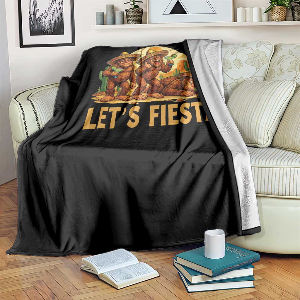 Funny Drunk Bigfoot Cinco De Mayo Throw Blanket Lets Fiesta Party Gift TS12 Print Your Wear