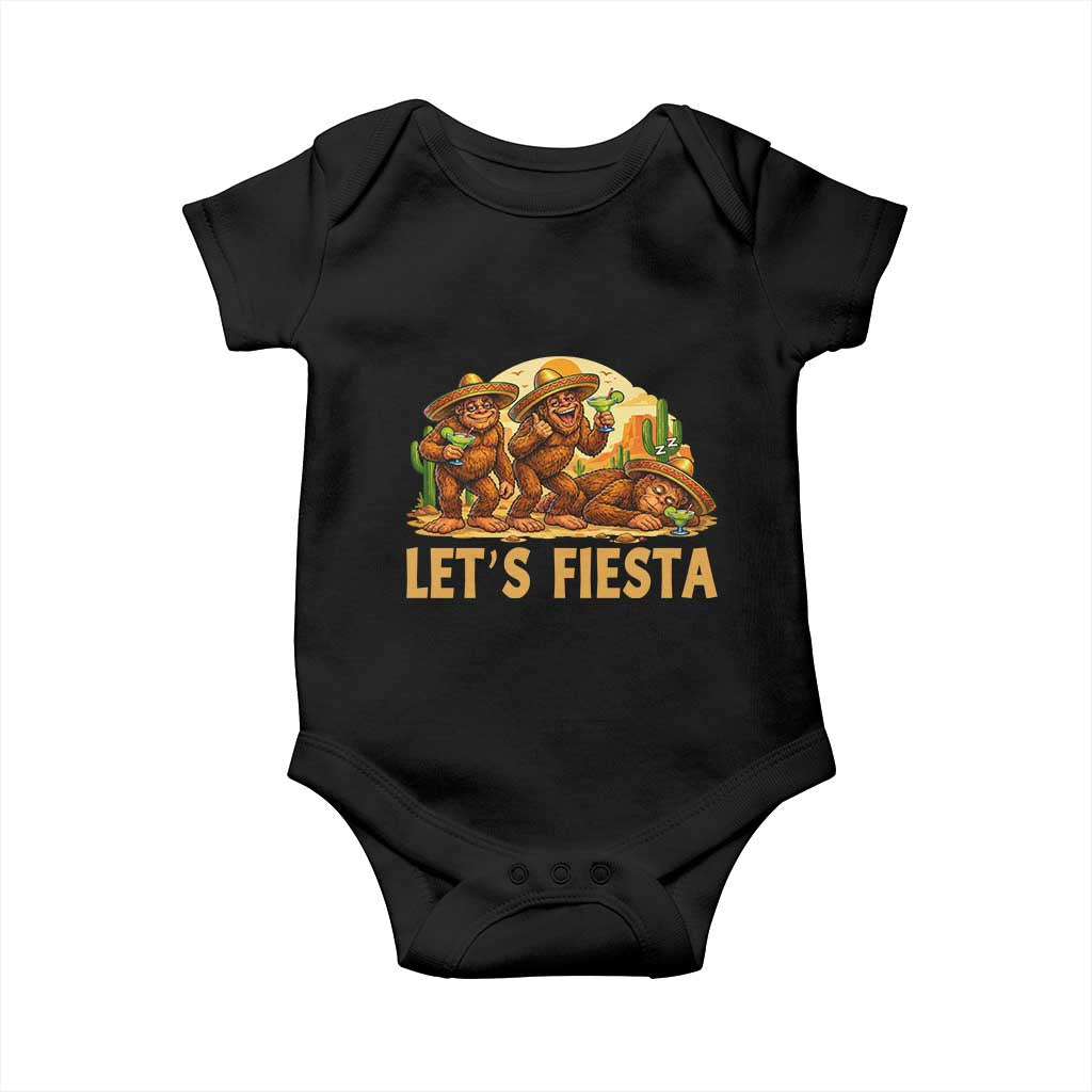 Funny Drunk Bigfoot Cinco De Mayo Baby Onesie Lets Fiesta Party Gift TS12 Black Print Your Wear