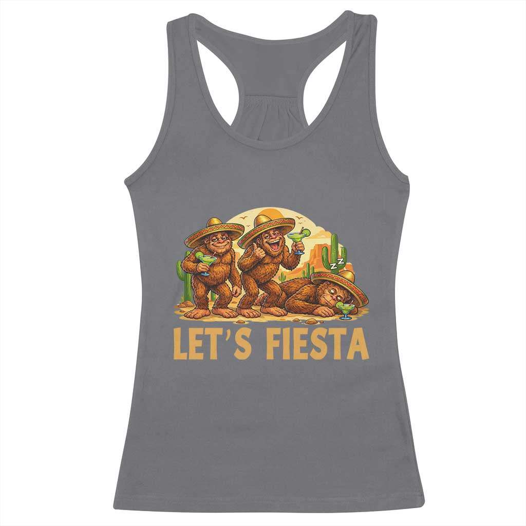 Funny Drunk Bigfoot Cinco De Mayo Racerback Tank Top Lets Fiesta Party Gift TS12 Charcoal Print Your Wear