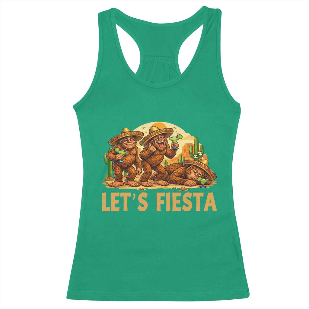 Funny Drunk Bigfoot Cinco De Mayo Racerback Tank Top Lets Fiesta Party Gift TS12 Irish Green Print Your Wear