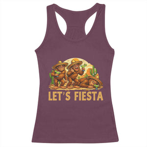 Funny Drunk Bigfoot Cinco De Mayo Racerback Tank Top Lets Fiesta Party Gift TS12 Maroon Print Your Wear