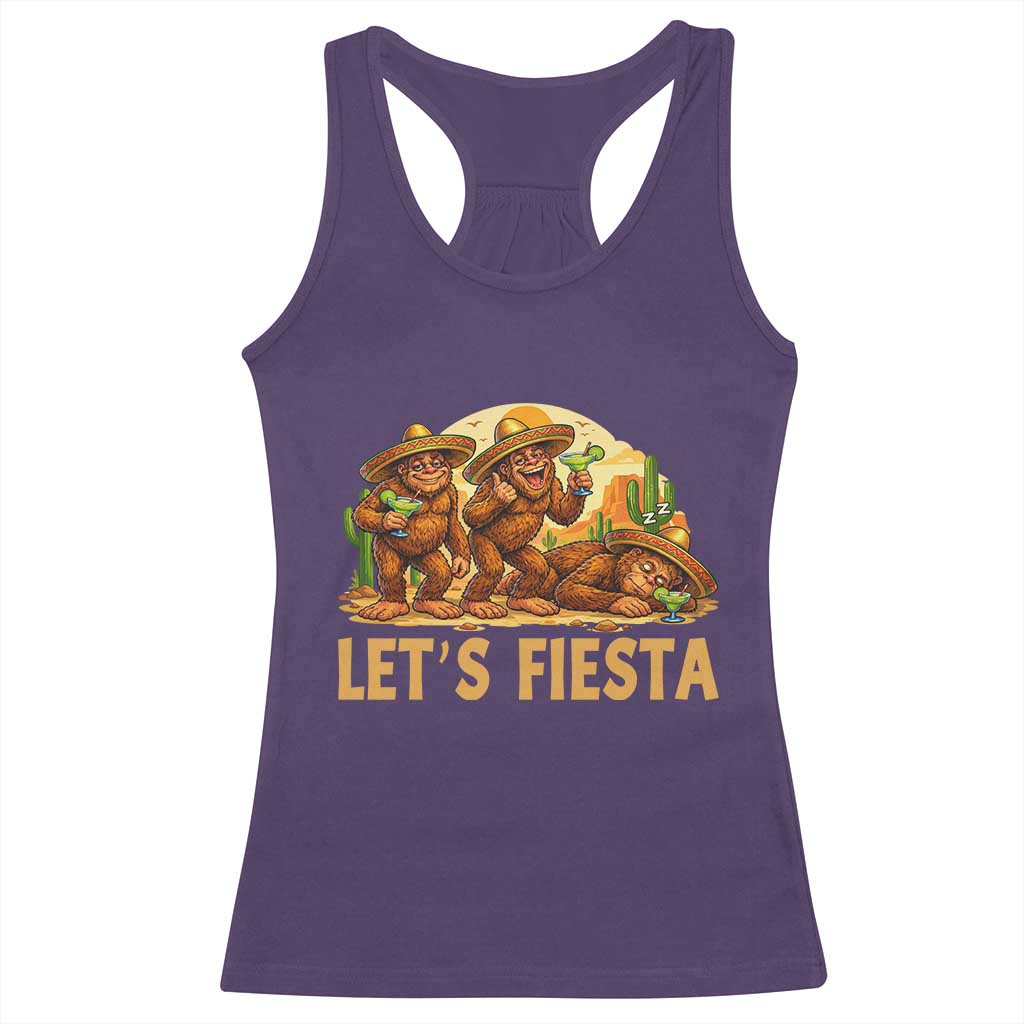 Funny Drunk Bigfoot Cinco De Mayo Racerback Tank Top Lets Fiesta Party Gift TS12 Purple Print Your Wear