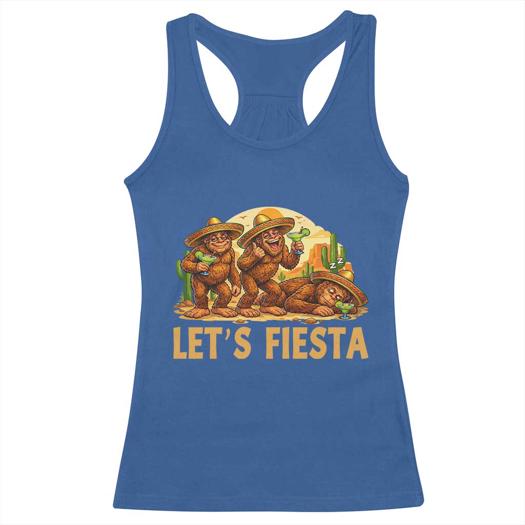 Funny Drunk Bigfoot Cinco De Mayo Racerback Tank Top Lets Fiesta Party Gift TS12 Royal Blue Print Your Wear