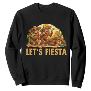 Funny Drunk Bigfoot Cinco De Mayo Sweatshirt Lets Fiesta Party Gift TS12 Black Print Your Wear