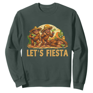 Funny Drunk Bigfoot Cinco De Mayo Sweatshirt Lets Fiesta Party Gift TS12 Dark Forest Green Print Your Wear