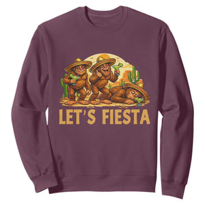 Funny Drunk Bigfoot Cinco De Mayo Sweatshirt Lets Fiesta Party Gift TS12 Maroon Print Your Wear