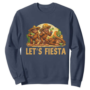 Funny Drunk Bigfoot Cinco De Mayo Sweatshirt Lets Fiesta Party Gift TS12 Navy Print Your Wear