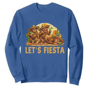 Funny Drunk Bigfoot Cinco De Mayo Sweatshirt Lets Fiesta Party Gift TS12 Royal Blue Print Your Wear
