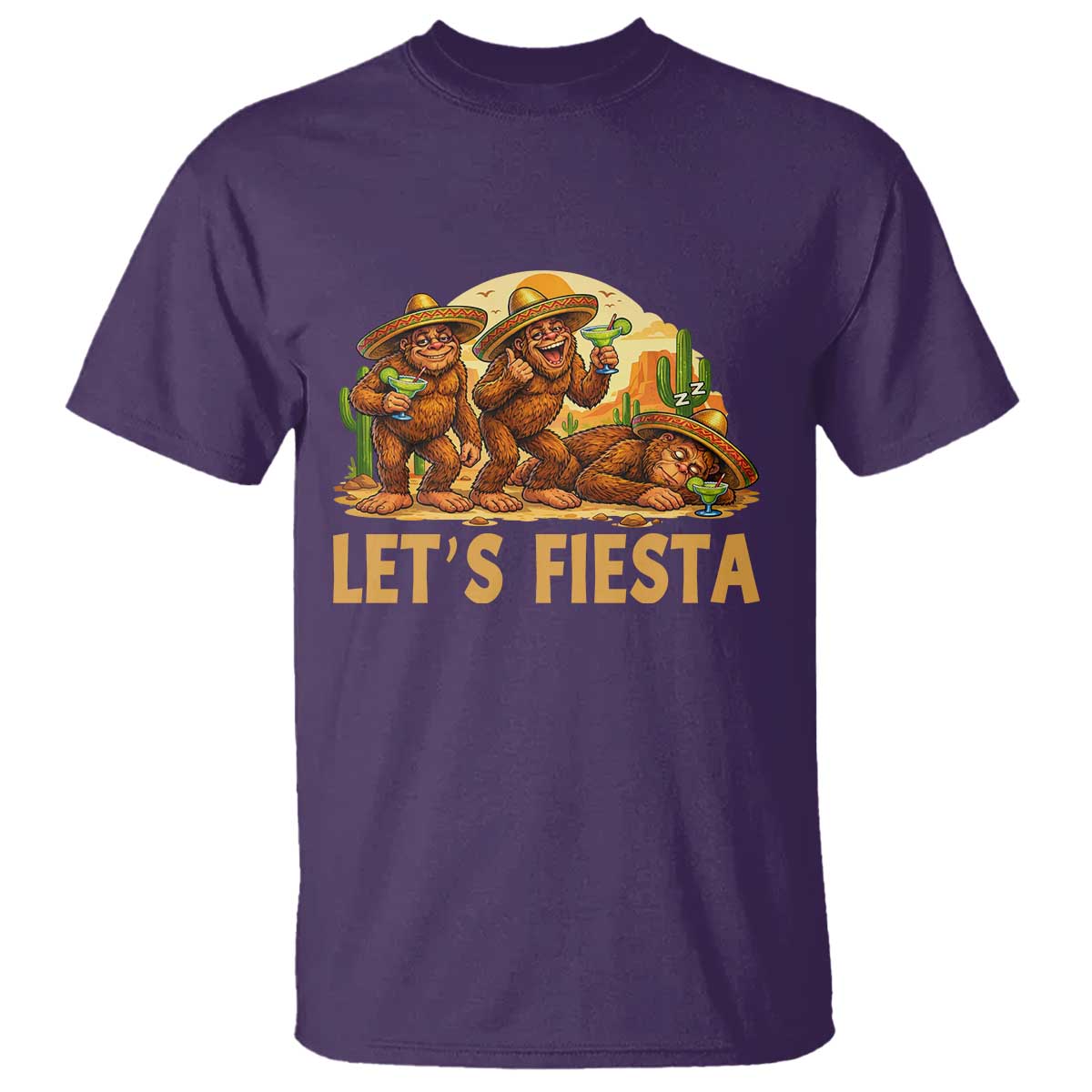 Funny Drunk Bigfoot Cinco De Mayo T Shirt Lets Fiesta Party Gift TS12 Purple Print Your Wear