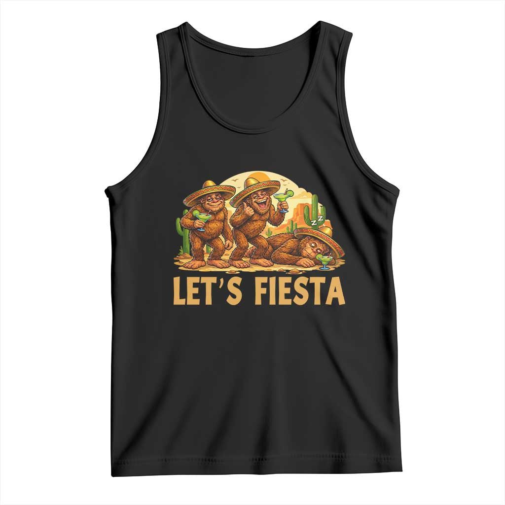 Funny Drunk Bigfoot Cinco De Mayo Tank Top Lets Fiesta Party Gift TS12 Black Print Your Wear