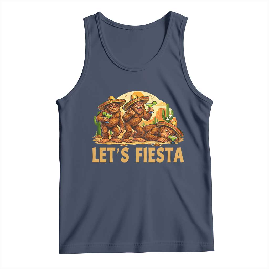 Funny Drunk Bigfoot Cinco De Mayo Tank Top Lets Fiesta Party Gift TS12 Navy Print Your Wear
