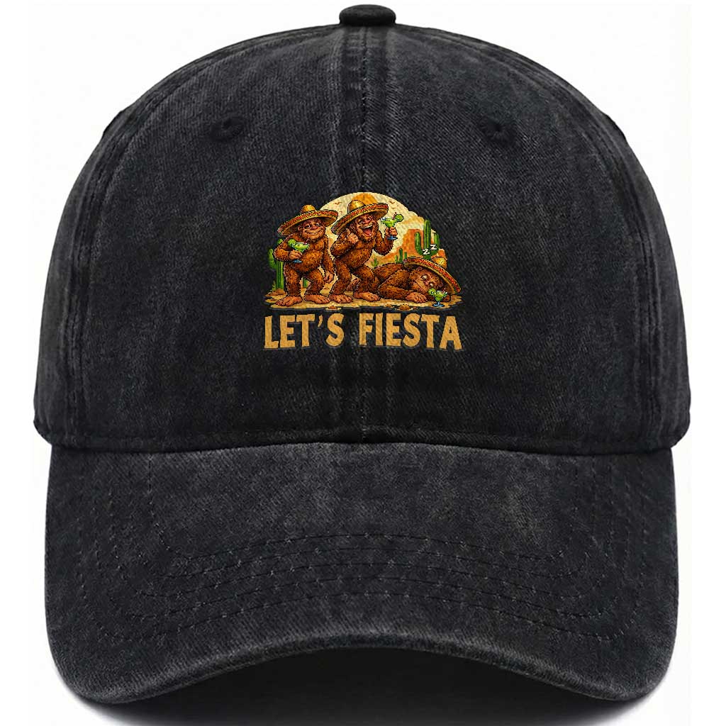 Funny Drunk Bigfoot Cinco De Mayo Washed Cotton Baseball Cap Lets Fiesta Party Gift TS12 Print Your Wear