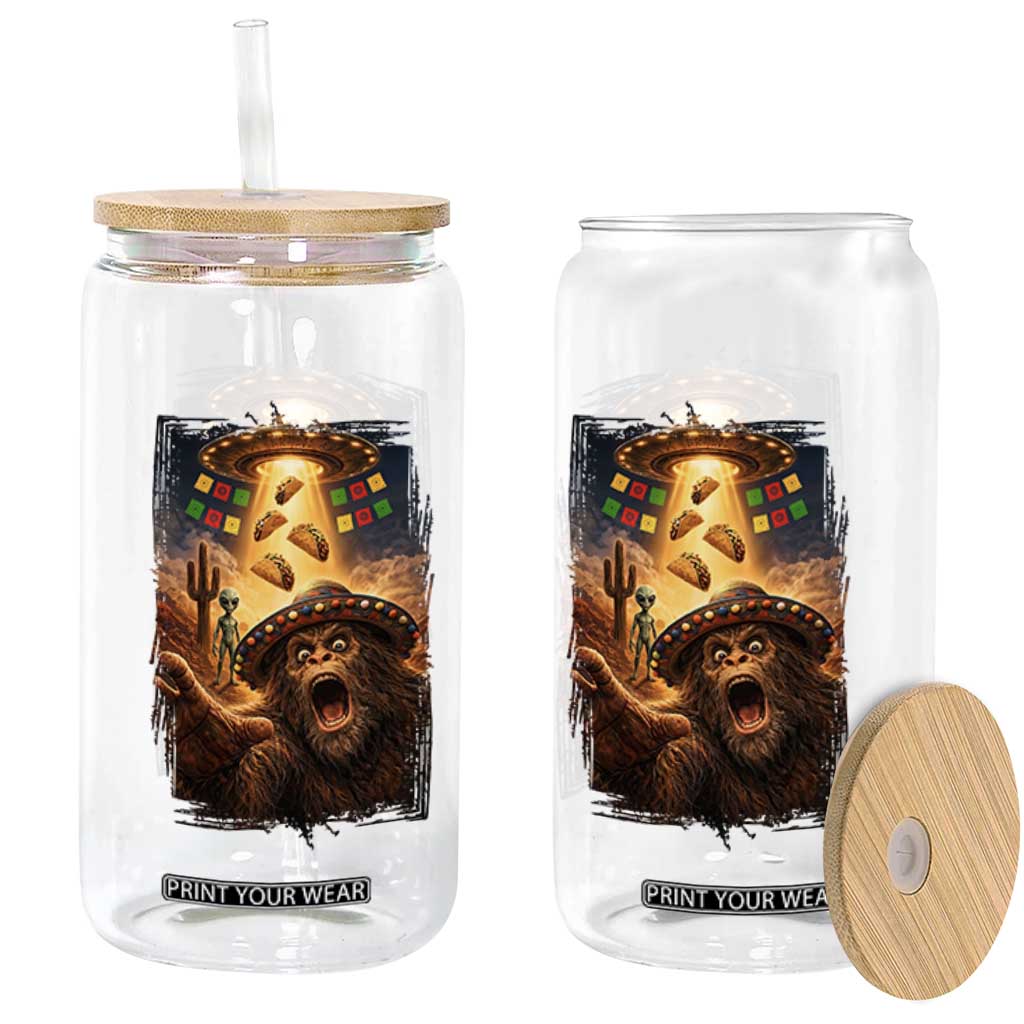 Funny Bigfoot Alien Selfie Glass Can Cinco De Mayo Party Gift TS12 Print Your Wear