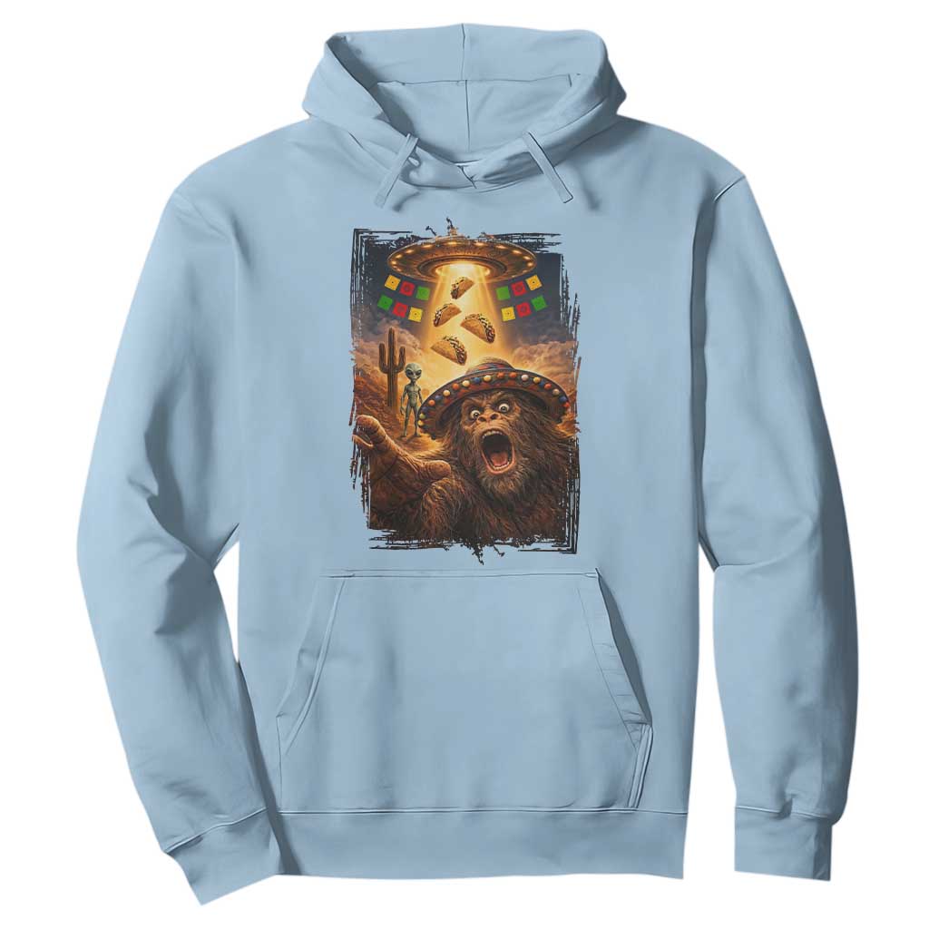 Funny Bigfoot Alien Selfie Hoodie Cinco De Mayo Party Gift TS12 Light Blue Print Your Wear