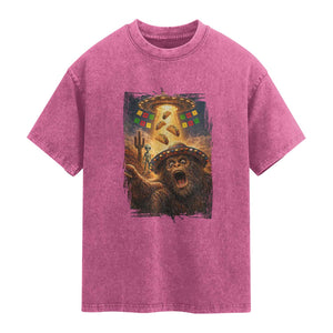 Funny Bigfoot Alien Selfie Washed Cotton T-Shirt Cinco De Mayo Party Gift