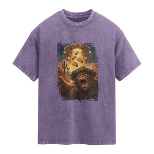 Funny Bigfoot Alien Selfie Washed Cotton T-Shirt Cinco De Mayo Party Gift