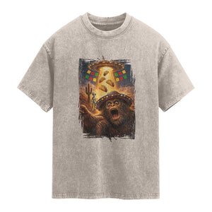 Funny Bigfoot Alien Selfie Washed Cotton T-Shirt Cinco De Mayo Party Gift