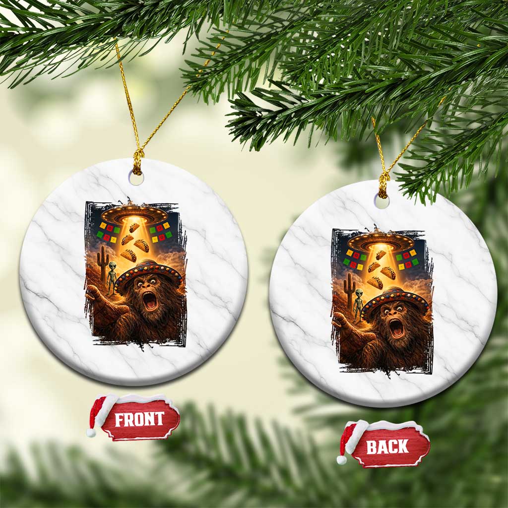 Funny Bigfoot Alien Selfie Ceramic Ornament Cinco De Mayo Party Gift TS12 1pc White Marble Print Your Wear