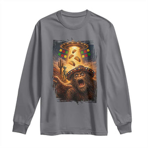 Funny Bigfoot Alien Selfie Long Sleeve Shirt Cinco De Mayo Party Gift TS12 Charcoal Print Your Wear