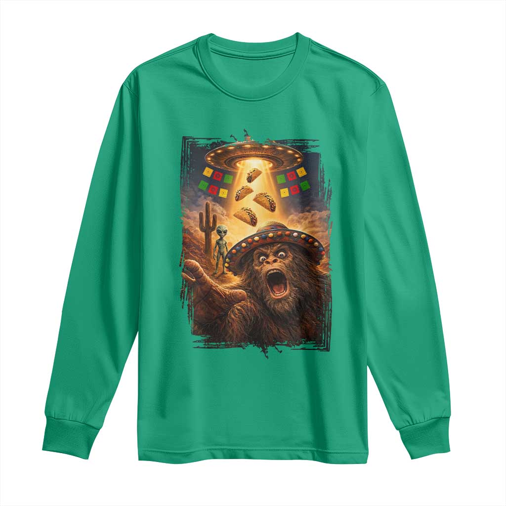 Funny Bigfoot Alien Selfie Long Sleeve Shirt Cinco De Mayo Party Gift TS12 Irish Green Print Your Wear