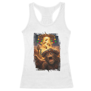 Funny Bigfoot Alien Selfie Racerback Tank Top Cinco De Mayo Party Gift TS12 White Print Your Wear