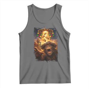 Funny Bigfoot Alien Selfie Tank Top Cinco De Mayo Party Gift TS12 Black Heather Print Your Wear