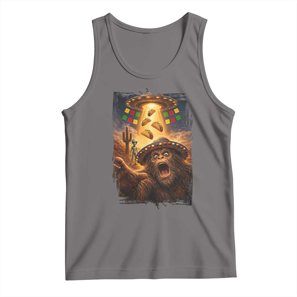 Funny Bigfoot Alien Selfie Tank Top Cinco De Mayo Party Gift TS12 Deep Heather Print Your Wear