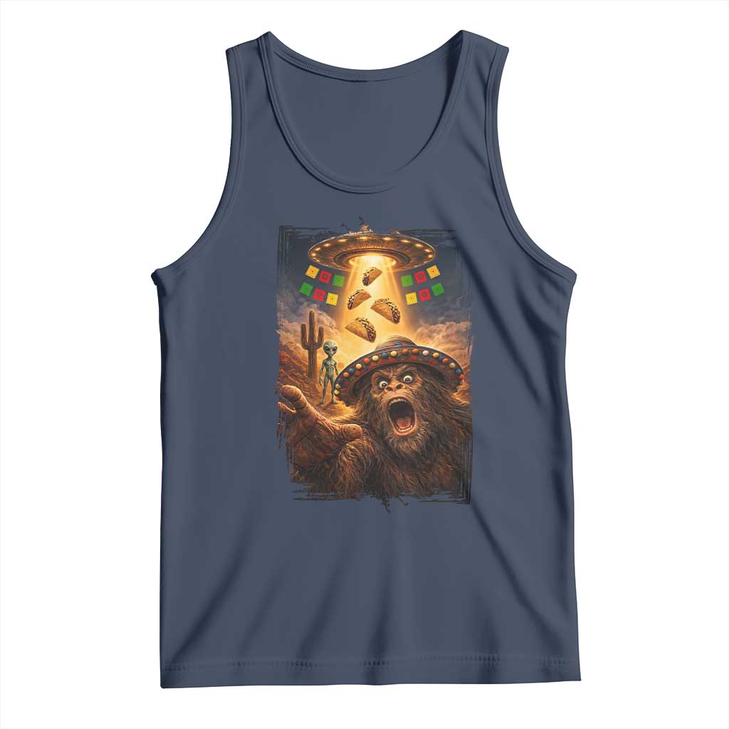 Funny Bigfoot Alien Selfie Tank Top Cinco De Mayo Party Gift TS12 Navy Print Your Wear